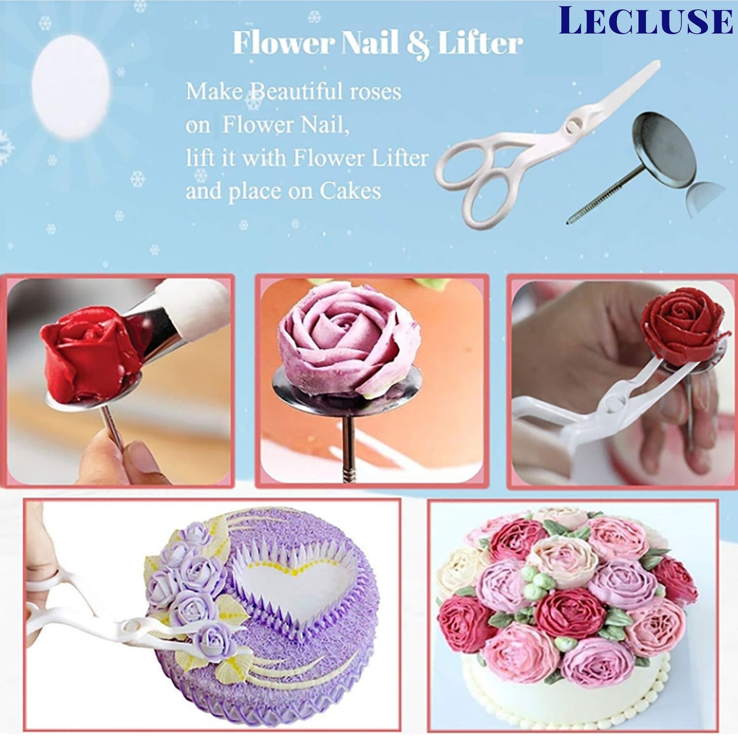 Lecluse Cake Decorating Tools Set Baking Turntable Rotating Stand 73/223Pcs