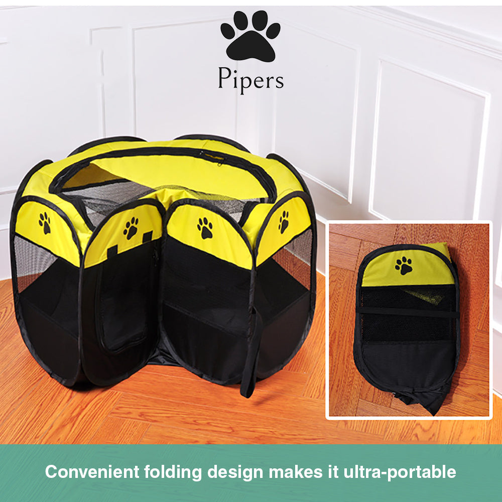 Pipers Pet Portable Playpen Tent Enclosure Exercise Cat Cage 8 Panels Dog Puppy