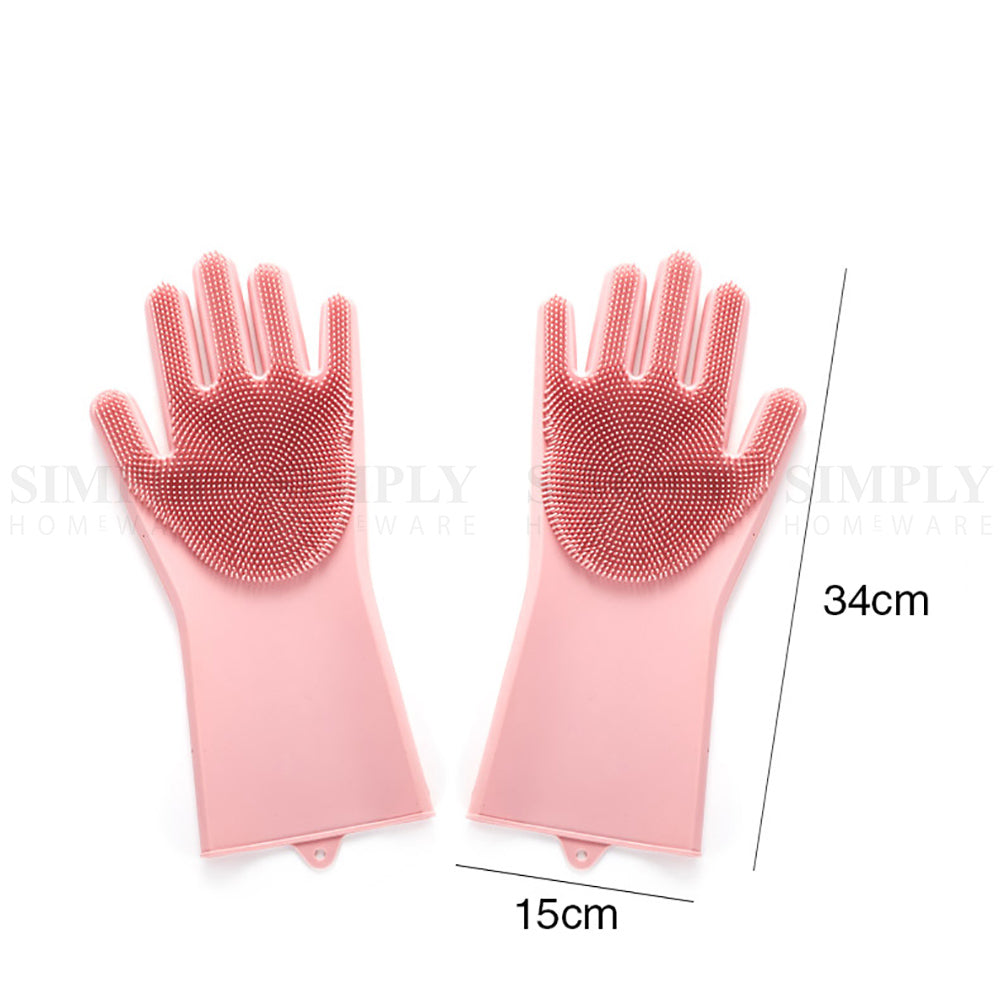 Silicone Scrubbing Gloves Magic Dish Scrubber Washing Cleaning Sponge Rubber - Simply Homeware