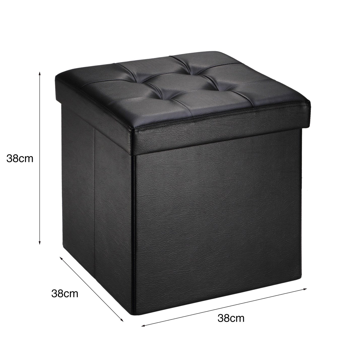 Folding Ottoman Storage Cube Footstool Stool Blanket Box Pouf Faux Leather Linen