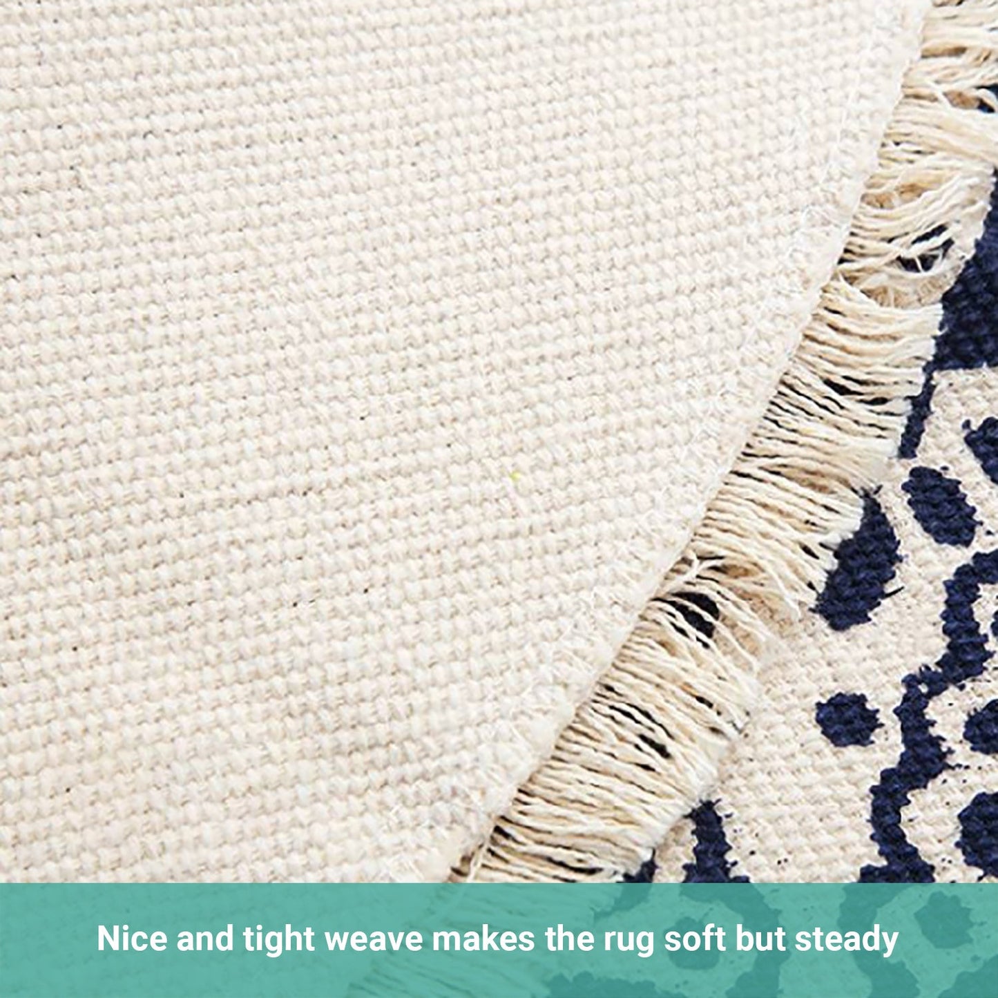 Lecluse Cotton Area Rug Living Room Mat Hand Woven Floor Carpet Round/Rectangle