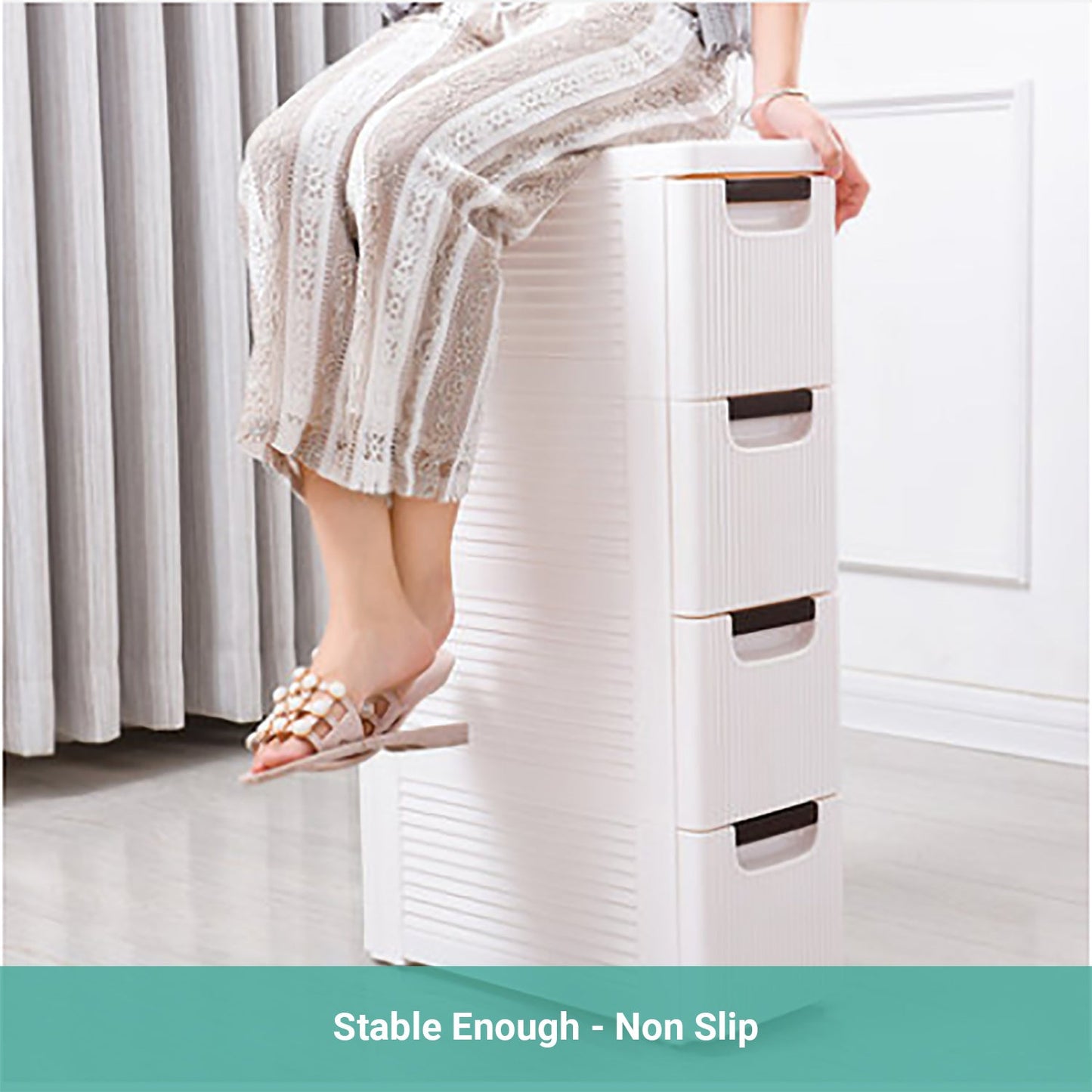 Wasel Narrow Plastic Organized Drawers Rolling Cart Storage Cabinet On Wheel