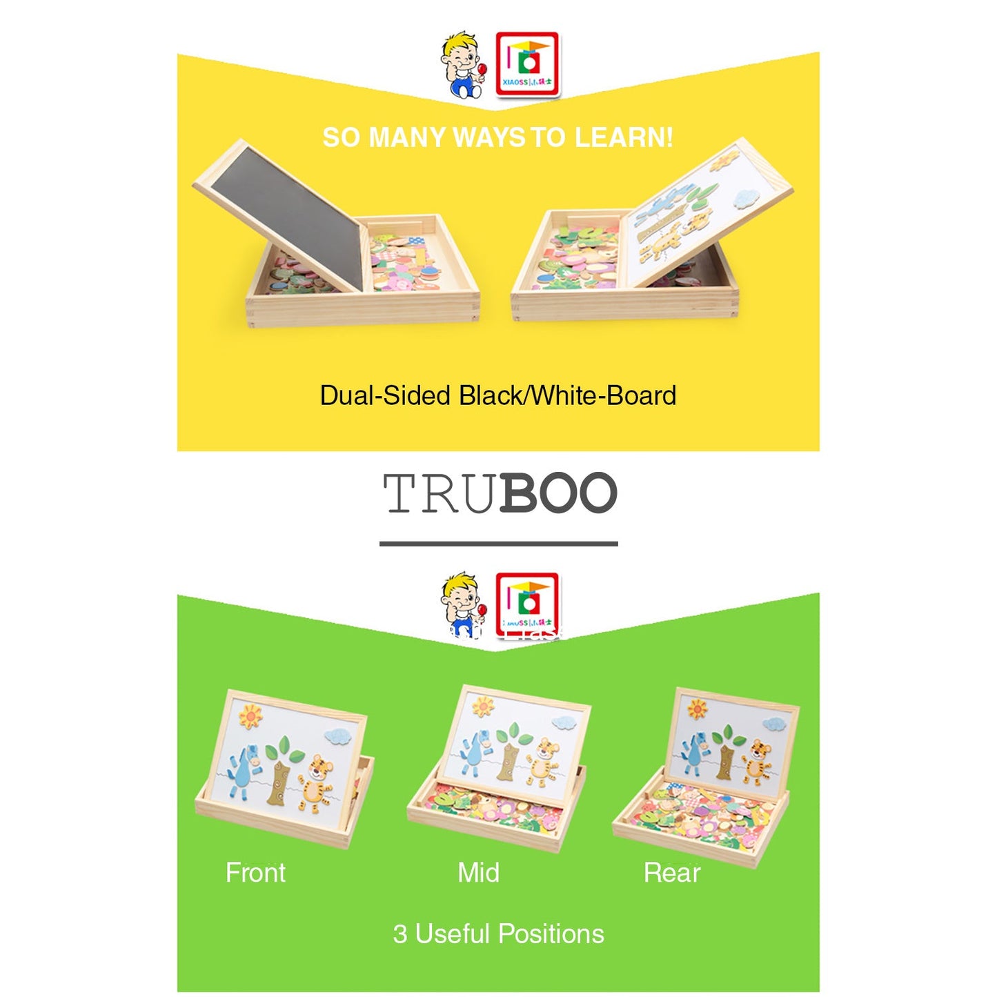 Truboo Kids Magnetic Drawing Board Toy Educational Doodle Pad Puzzle Children
