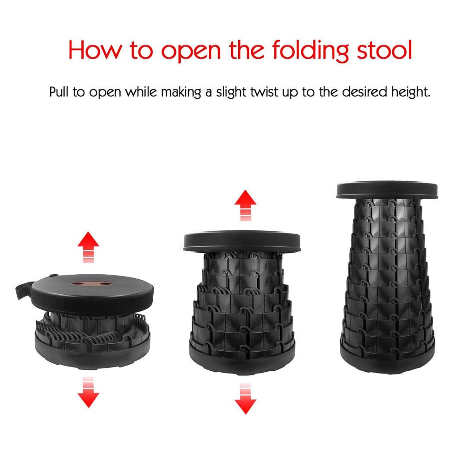 Crocox Portable Folding Stool Camping Telescopic Chair Stand Bar Step Travel Fis