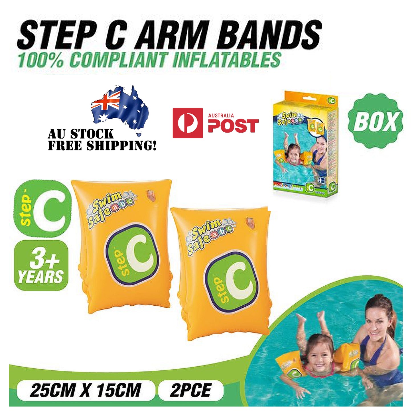 Kids Swimming Float Vest Arm Band Swim Yellow Summer Pool Inflatable Bestway