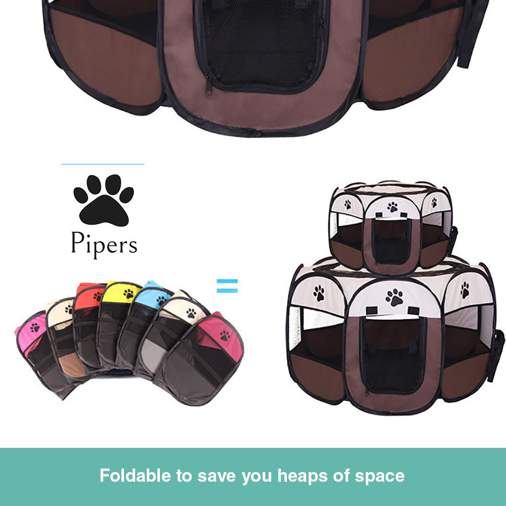 Pipers Pet Portable Playpen Tent Enclosure Exercise Cat Cage 8 Panels Dog Puppy