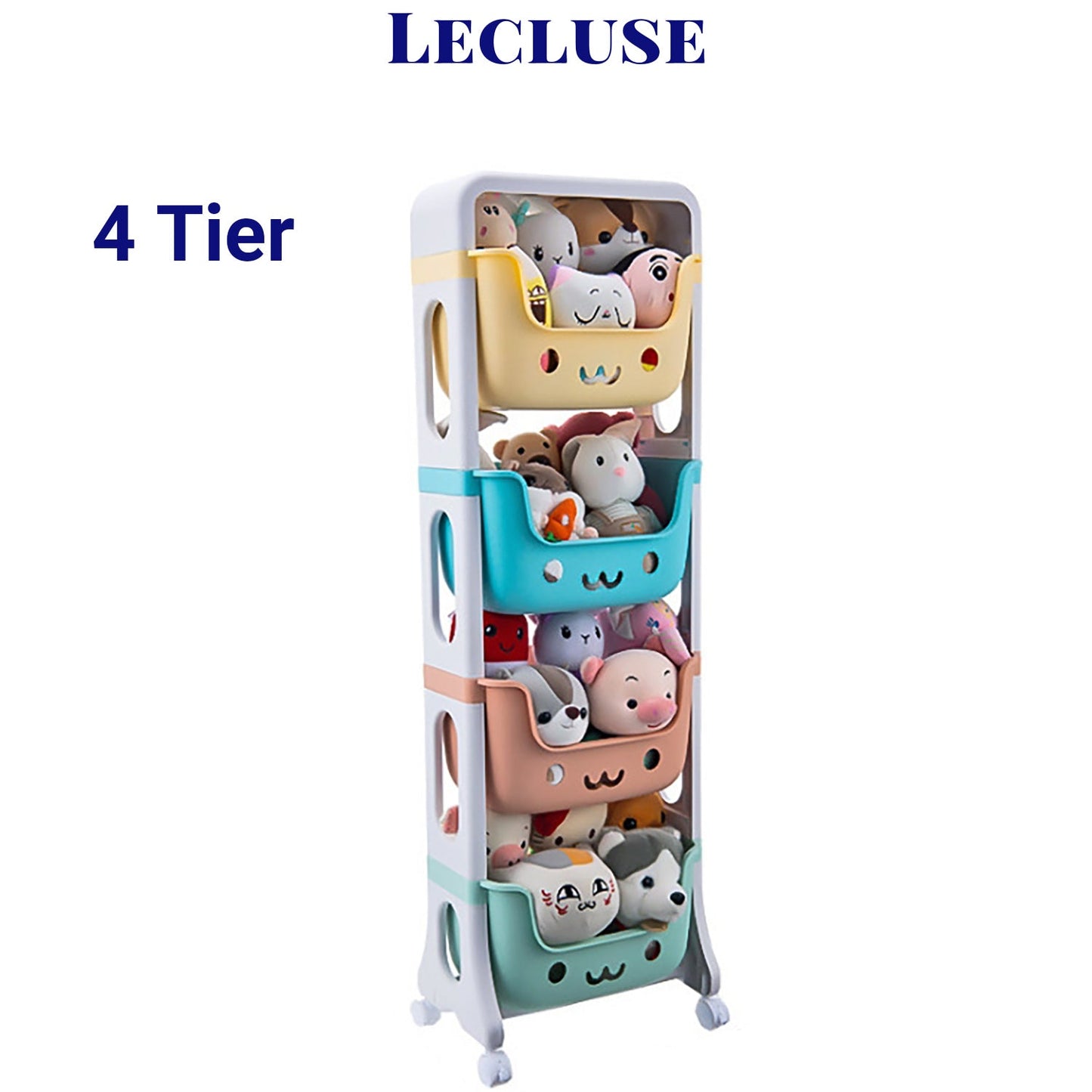 Lecluse Toy Storage Trolley Rolling Cart Kitchen Bathroom Organiser 2/4 Tier