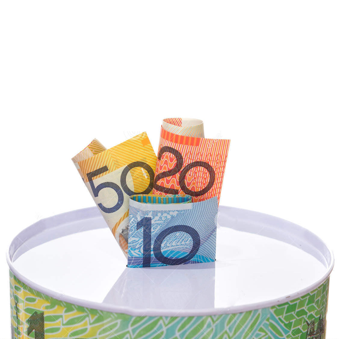 Money Tin Australian Box Jar Piggy Bank Coin 10 20 50 100 Dollar Notes OZ Large