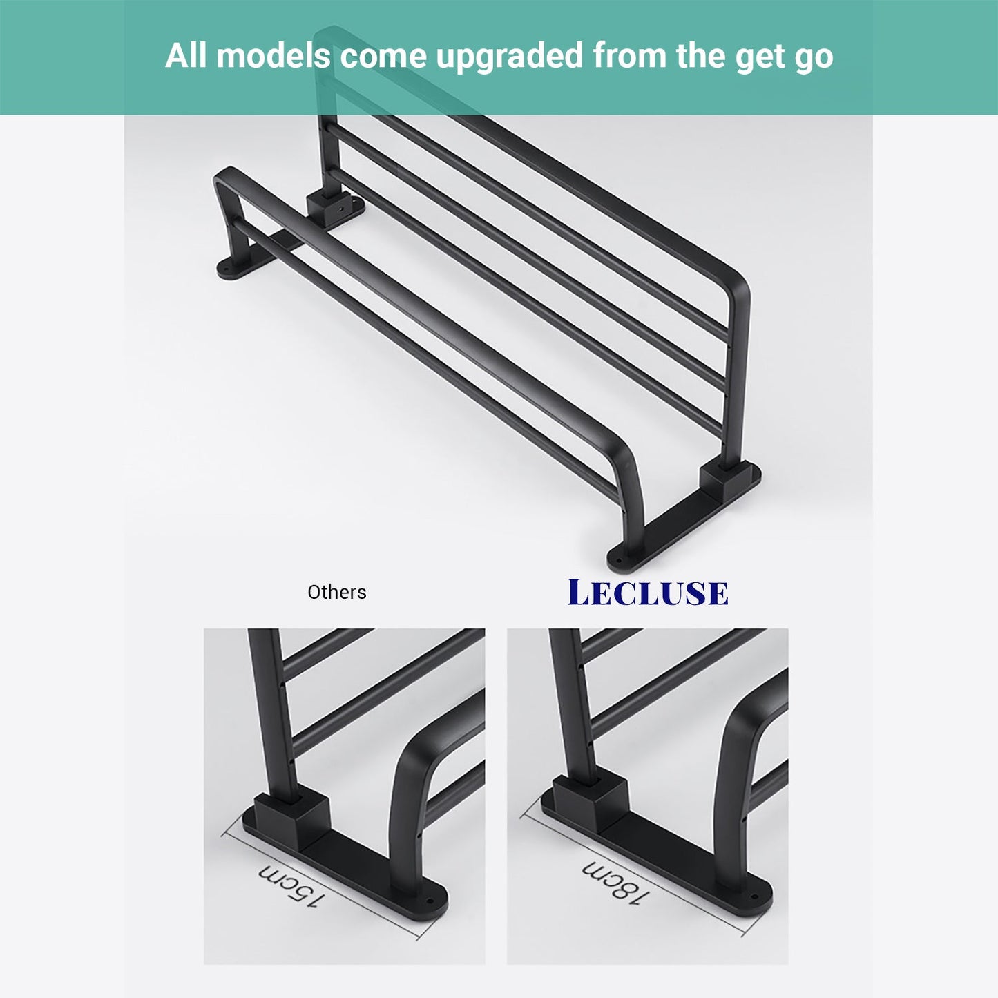Lecluse Bathroom Accessories Black Set Towel Rack Shelf Storage Hand Rail Caddy