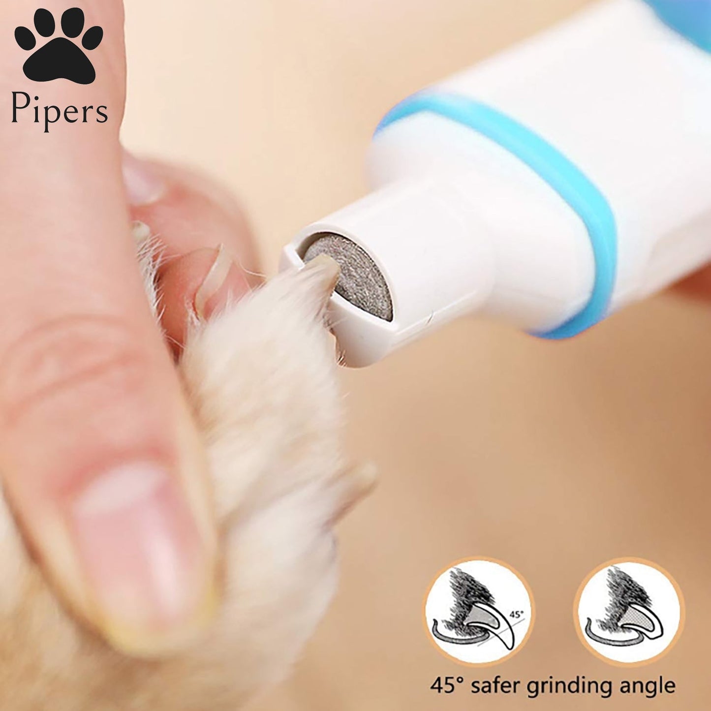 Pipers Pet Electric Nail Grinder Dog Cat Tool Claw Toe Grooming Trimmer Clipper