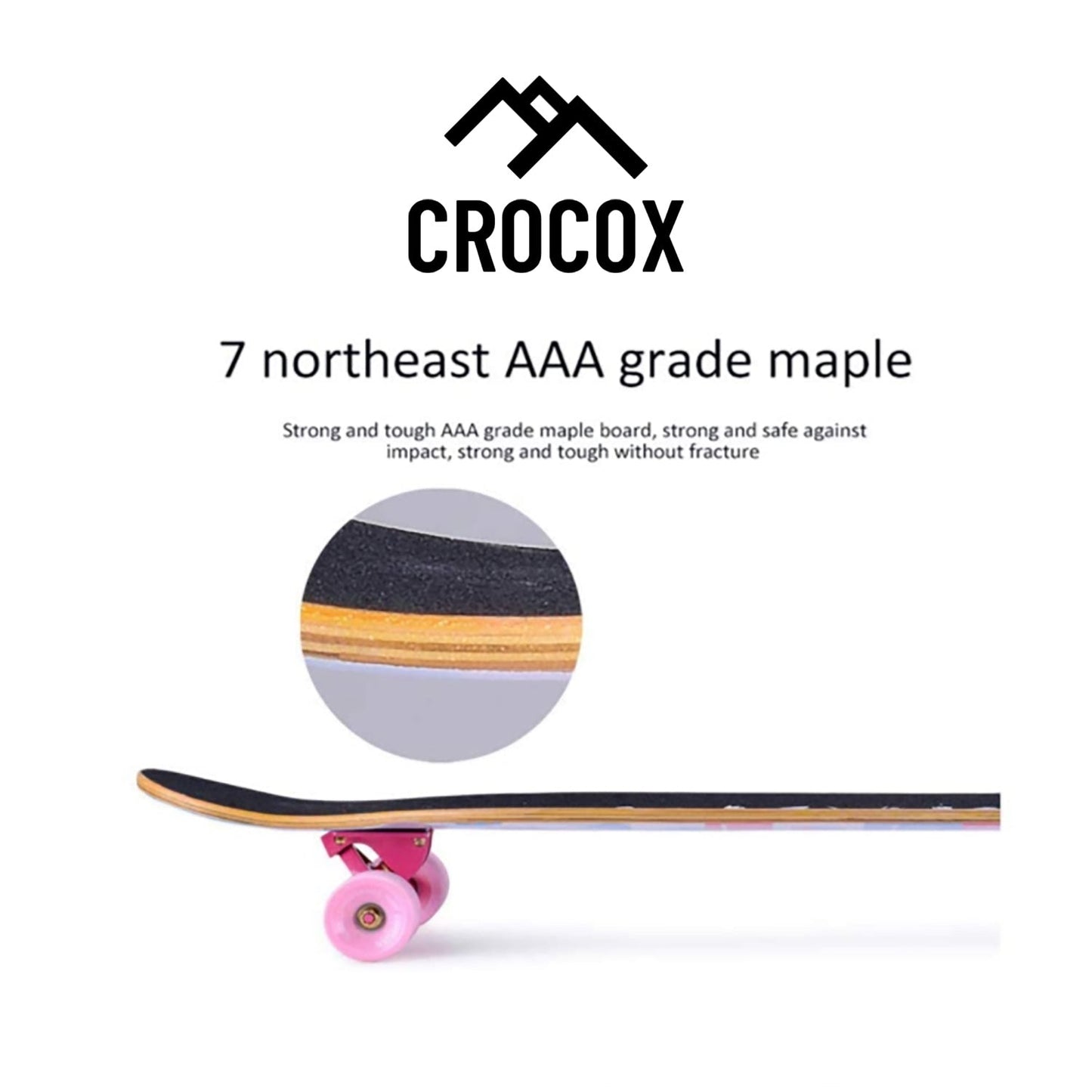 Crocox Adult Longboard Skateboard Complete Youth Beginner Maple Deck Outdoor