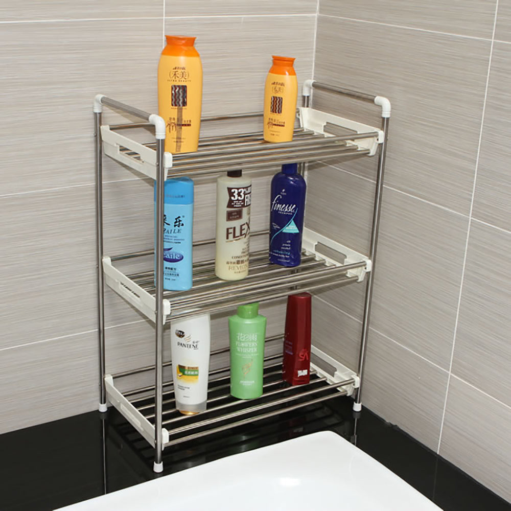 Kitchen Storage Rack Spice Bathroom 3 Tier Organiser Stainless Steel Shelf Jar