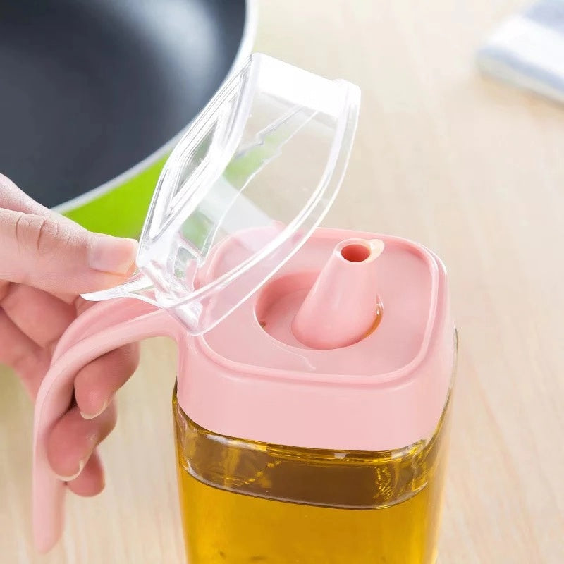 2x Glass Oil Pourer Bottle Dispenser Olive Vinegar 500ml Kitchen Leak-Proof AU