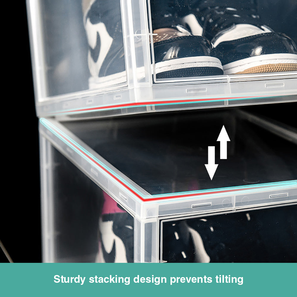 Meur Sneaker Display Cases Magnetic Shoe Box Storage Stackable Clear Rack Cubes