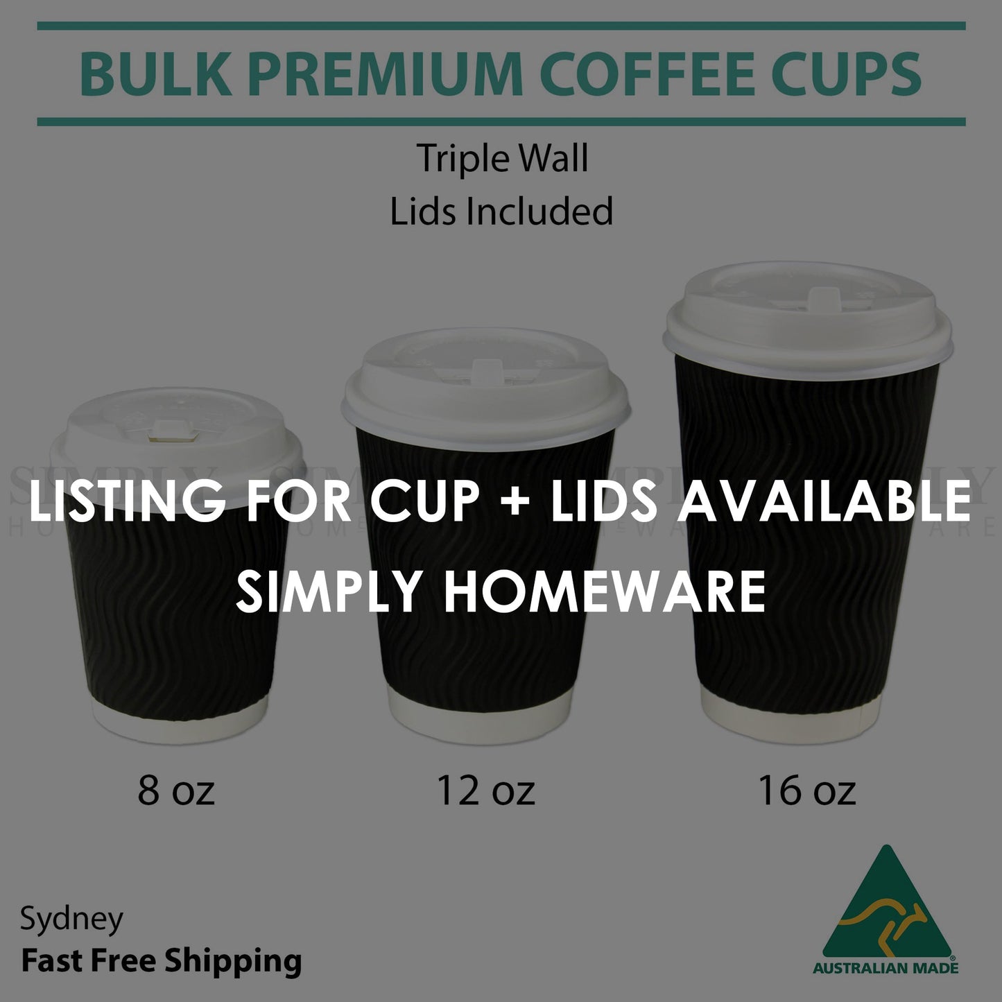 Coffee Cups Disposable Paper 4oz 8oz 12oz 16oz Triple Wall Drink Water Takeaway - Simply Homeware