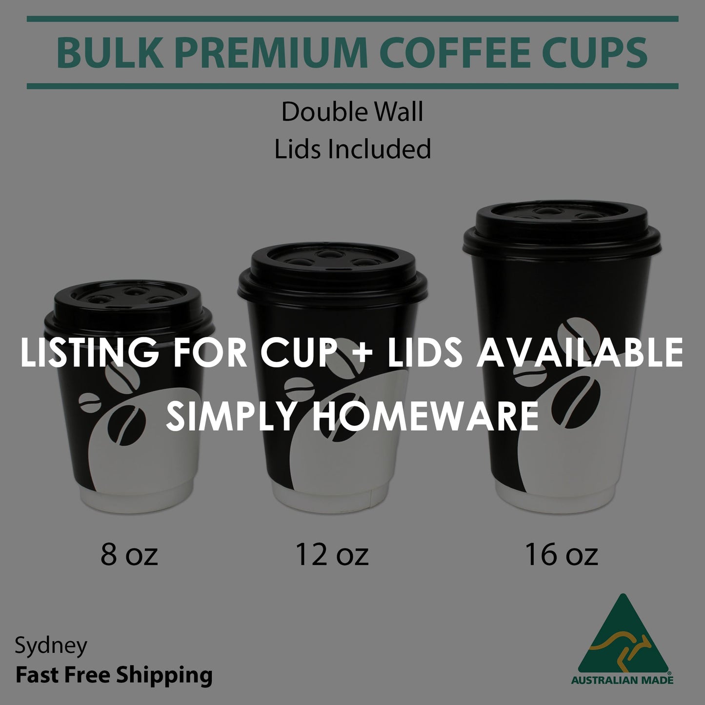 Coffee Cups Disposable Paper 8oz 12oz 16oz Double Wall Drink Tea Water Takeaway - Simply Homeware