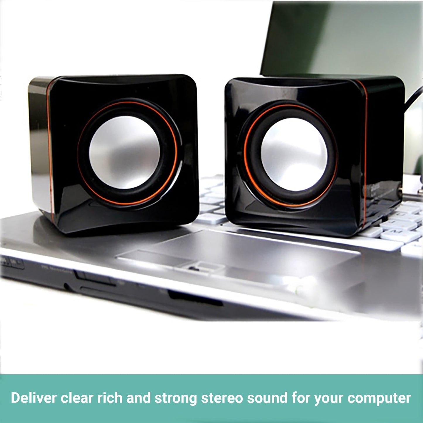 2x Kartech Mini Computer Speakers USB 2.0 Multimedia Music Stereo Desktop Sound