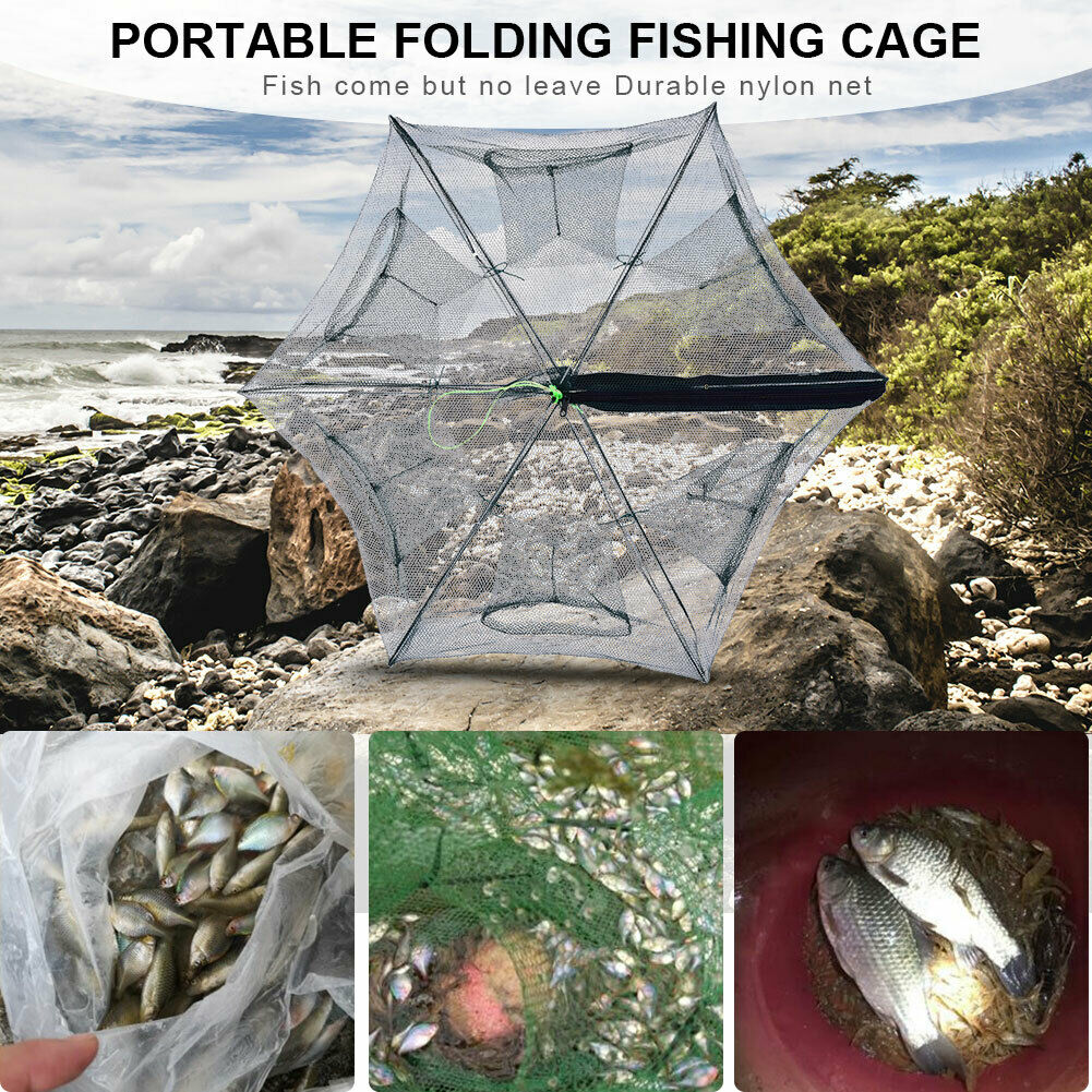 Crocox Fishing Net Cage Foldable Trap Shrimp Crab Minnow Yabbie Automatic Large
