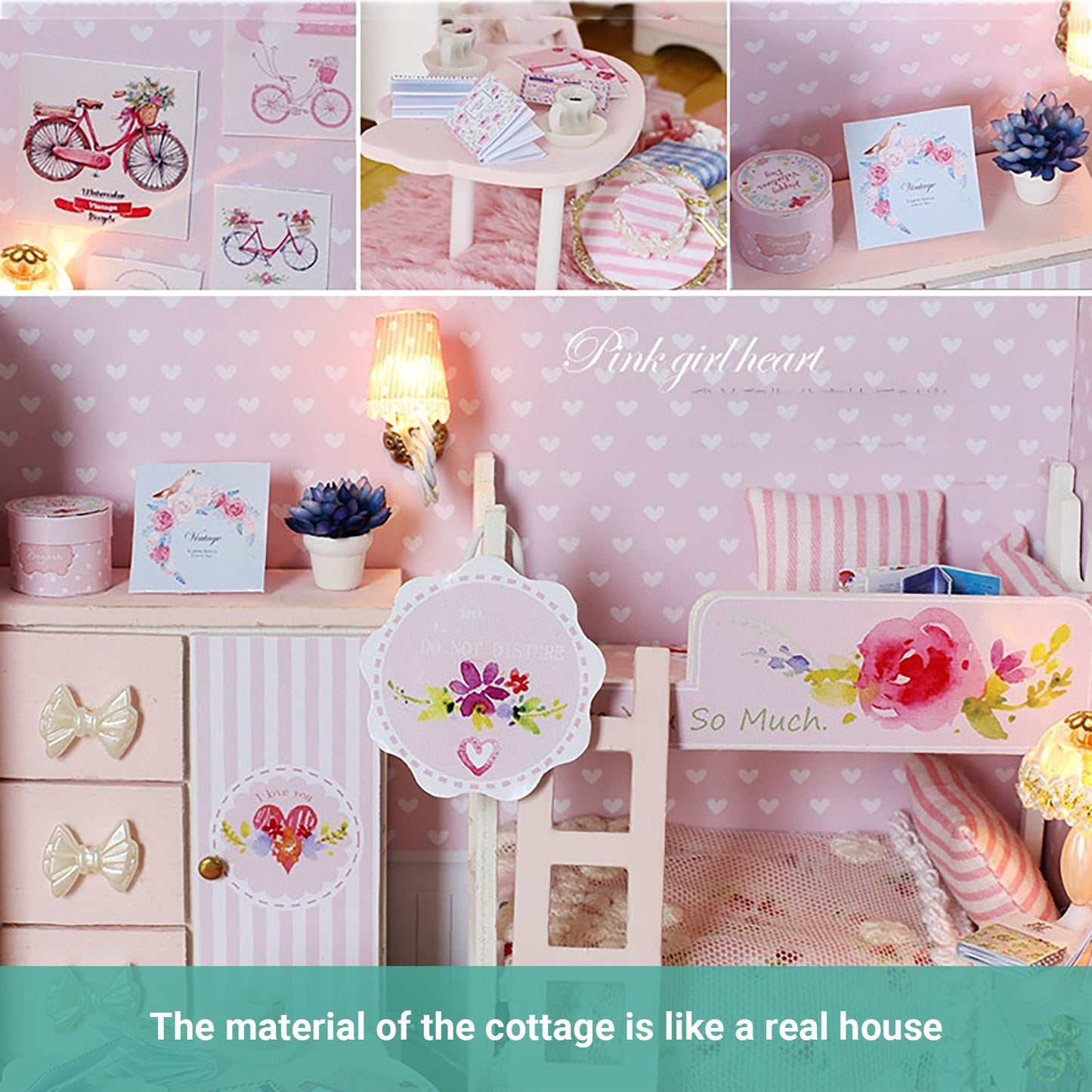 Lineguard DIY LED Doll House Mini Home Music Lighting Miniature Furniture Kit