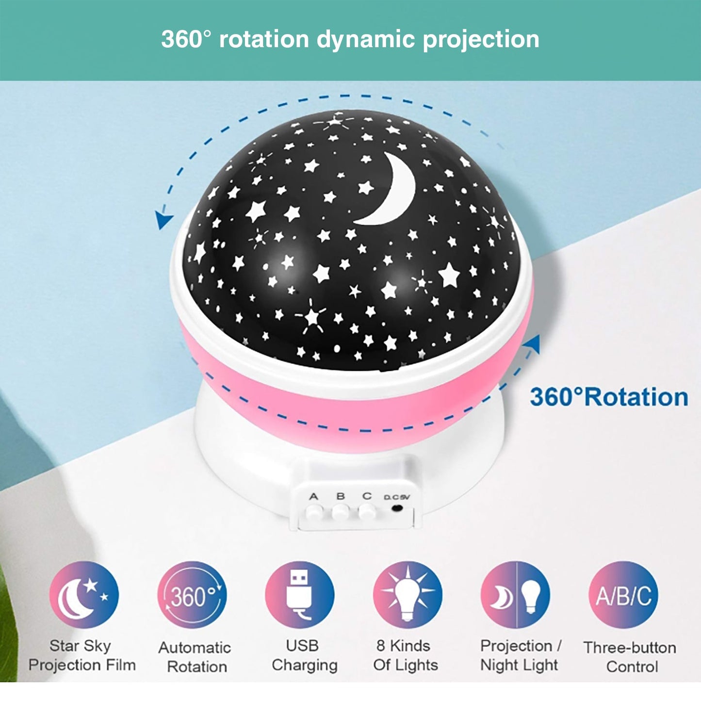 Wasel Starry Sky Night Lamp 3D Star Moon Projector Lunar Light Baby Kids Galaxy