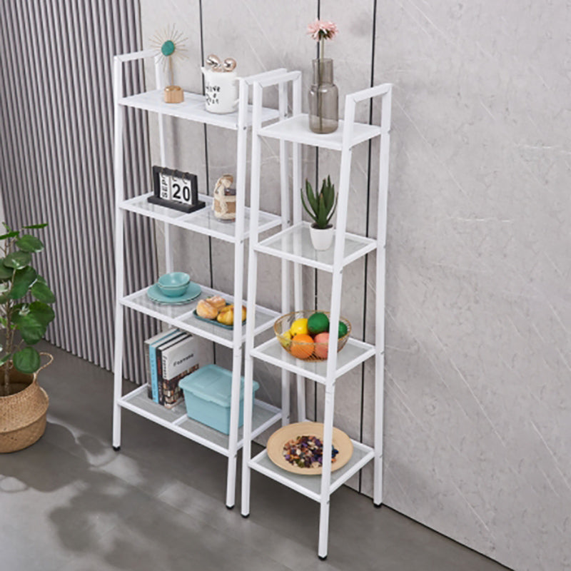 Lecluse 4-Tier Metal Ladder Shelf Mesh Bookcase Multifunctional Ladder-Shaped Pl