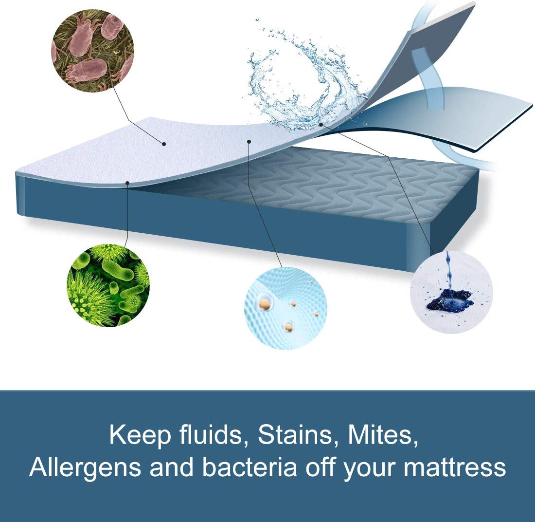 Lecluse Waterproof Bed Sheets Mattress Protector Pillow Cover Single Queen King