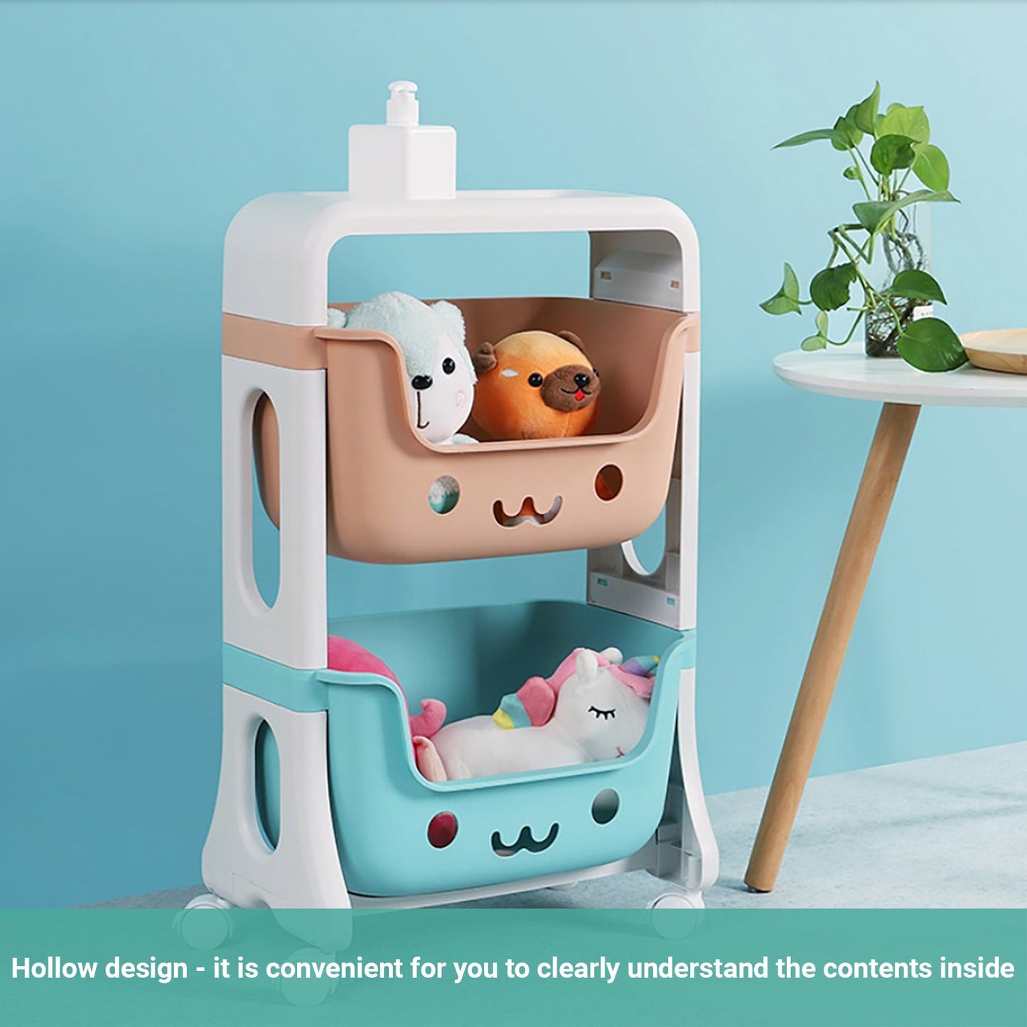 Lecluse Toy Storage Trolley Rolling Cart Kitchen Bathroom Organiser 2/4 Tier