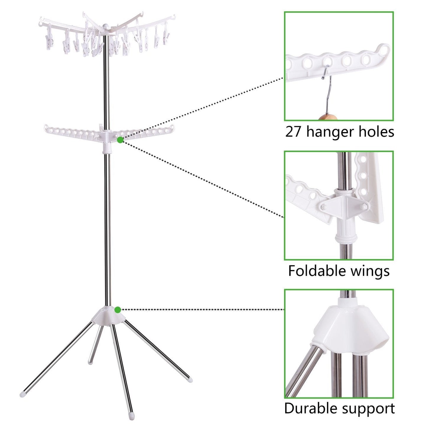 Clothes Line Airer Rack Indoor 2 Tier Steel 20m Drying Space Foldable Portable