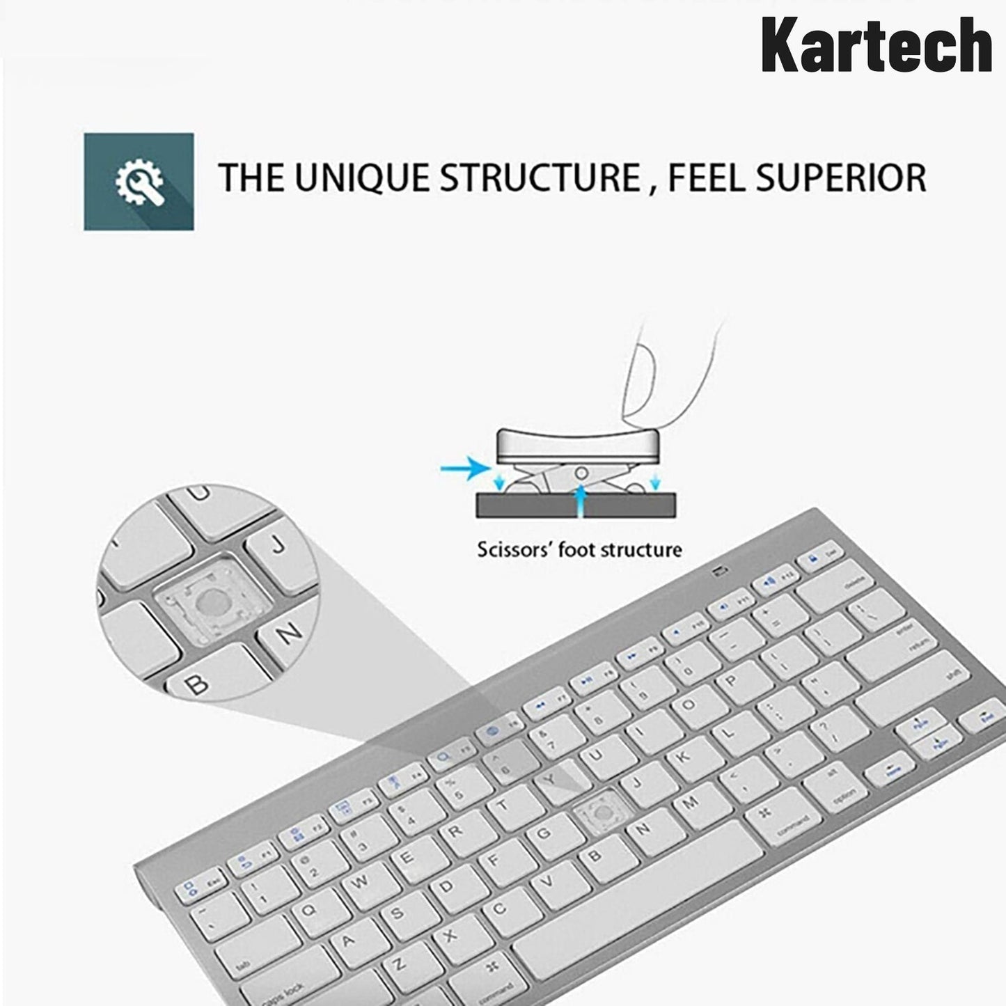 Kartech Wireless Keyboard Portable USB Mini Slim Ultra-Thin for PC Laptop
