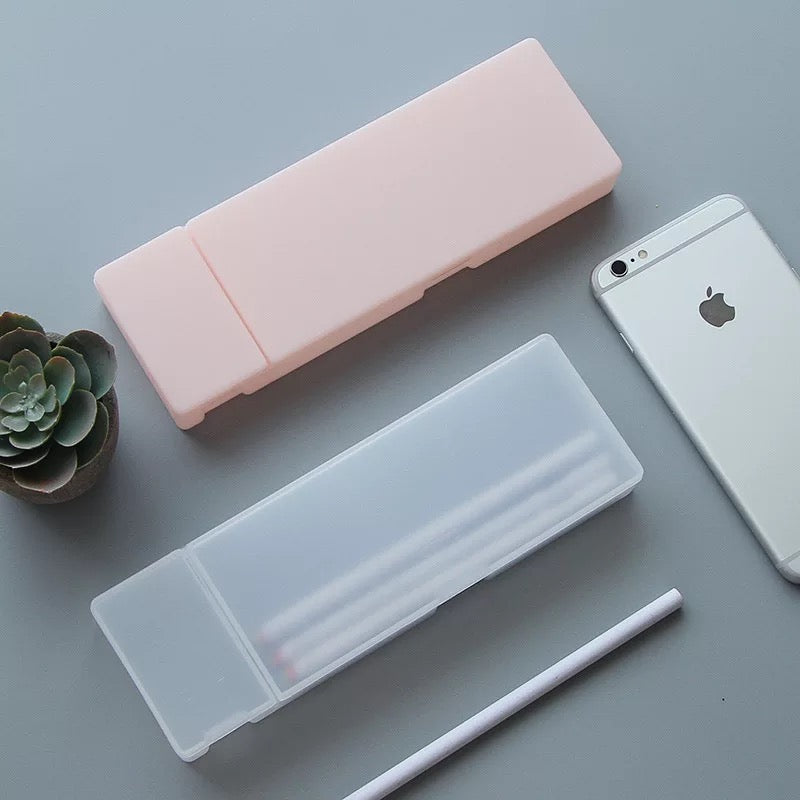 Pencil Case Clear Pen Box Stationery Waterproof Office School Plastic Classic AU