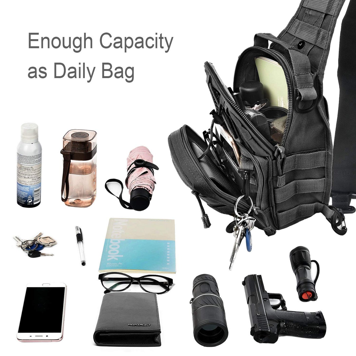 Crocox Tactical Shoulder Bag Sling Messenger Military Chest Pack Fanny Backpack