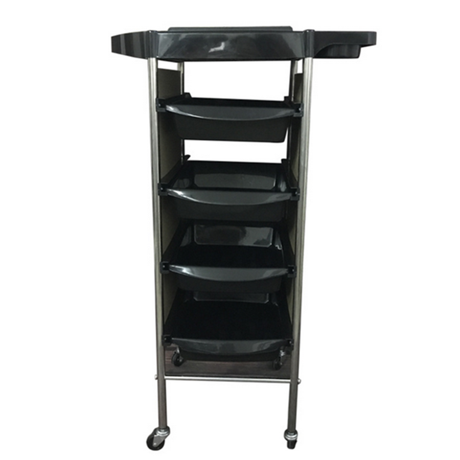 Hairdressing Trolley Salon Beauty Spa Wheel Dresser Drawer Storage Black 4 Tier