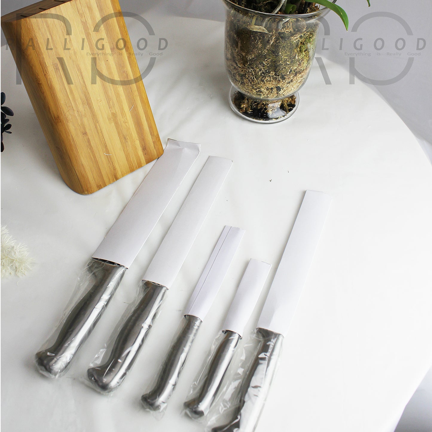Knife Holder Stand Metal Wood Block Separator Set Scissors Chef Bread Kitchen
