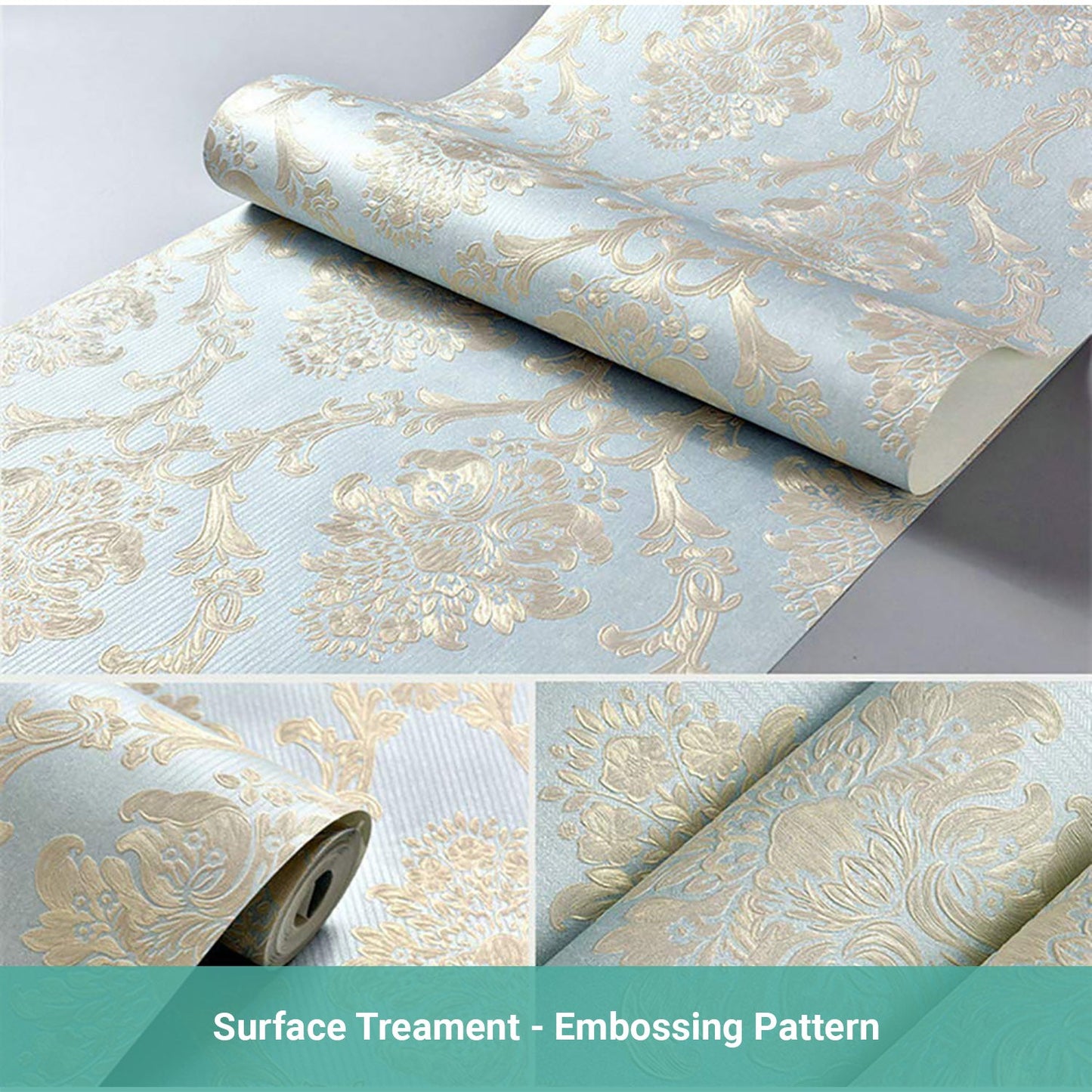 Wasel 3D Luxury Damask Wallpaper Nordic Embossed Texture Paper Roll Bedroom Stic