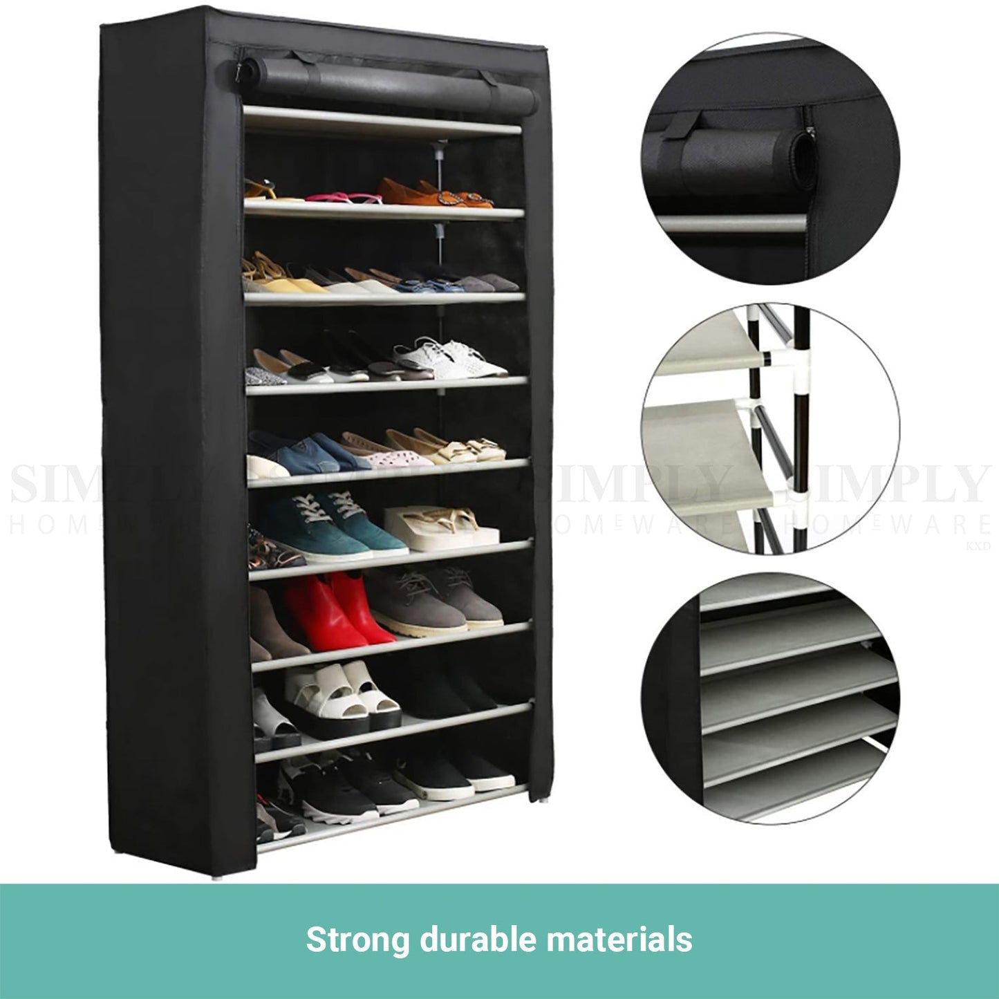 Lecluse 9 Tier Shoe Rack Portable Storage Organizer Nonwoven Wardrobe 27 Pairs