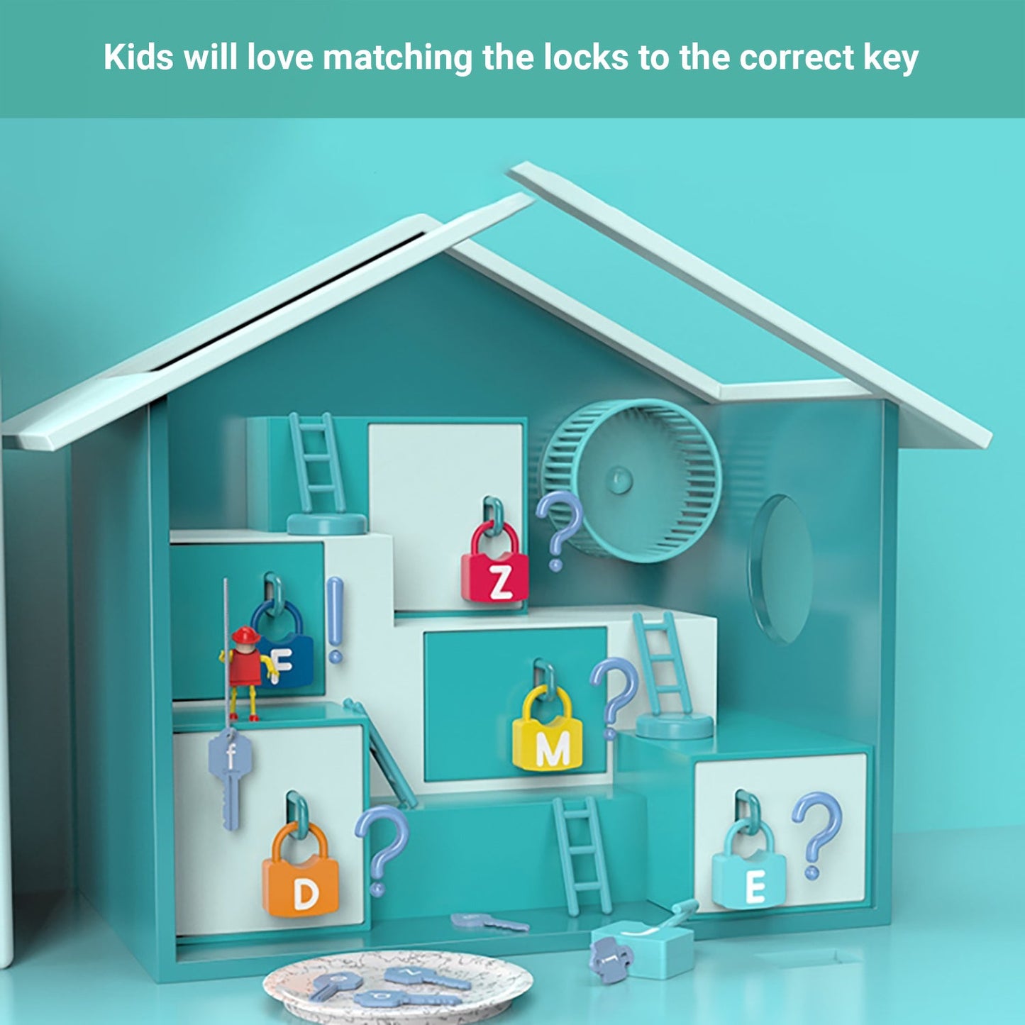 Truboo Kids Learning Locks Toy ABC Alphabet Numbers Educational Keys Matching