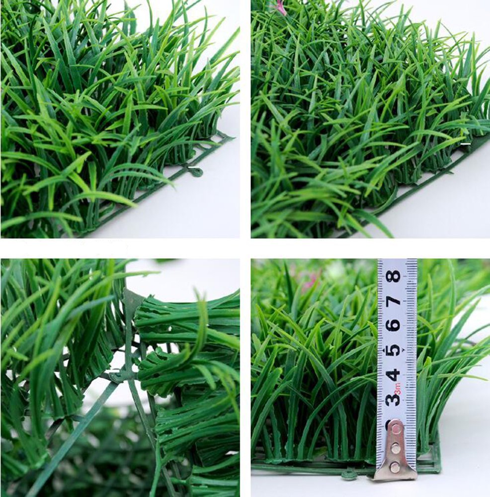 Rice Seedling Fake Grass Hedge Vertical Garden Green Wall Mat Artificial 60x40cm