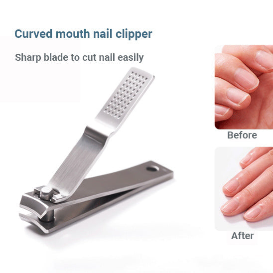 Korean Nail Clipper Set Sharp Fingernails Clippers And Toenails Clippers With Nail File And Nail Scissors Ear Pick With Case For Women And Men 5Pcs