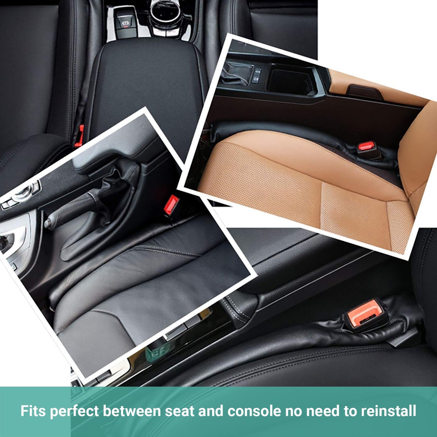 2x Kartech Car Seat Gap Filler Leakproof Blocker PU Leather Spacer Protector
