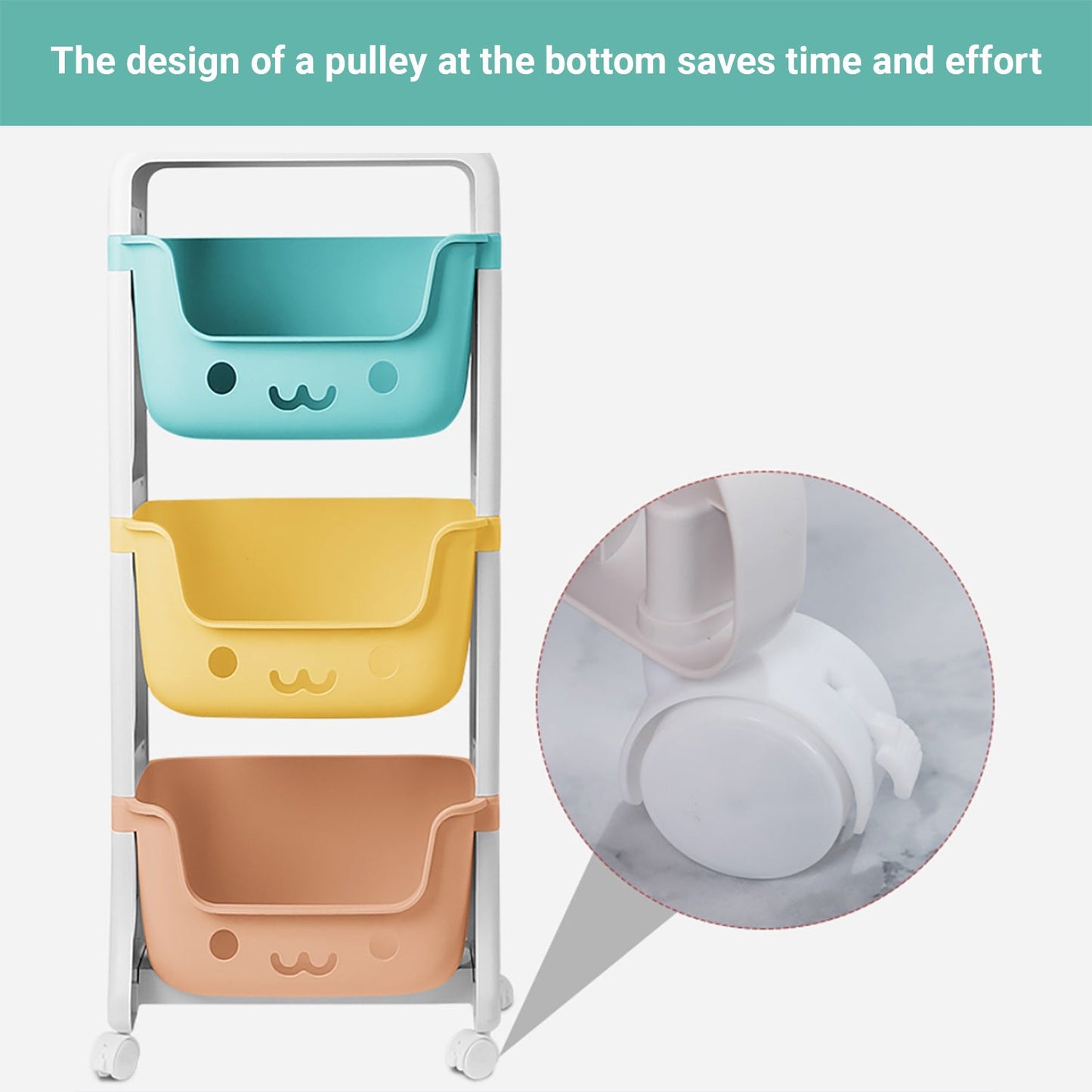 Lecluse Toy Storage Trolley Rolling Cart Kitchen Bathroom Organiser 2/4 Tier