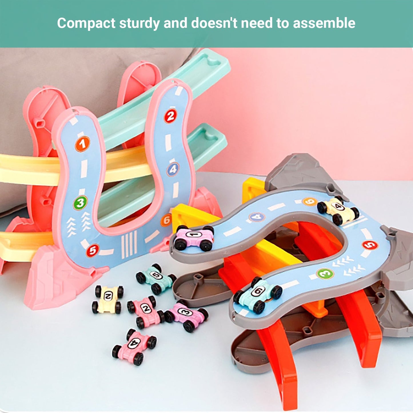 Truboo Kids Car Track Toy Gliding Playset Vehicle Race Rail Slider Boy Toddlers