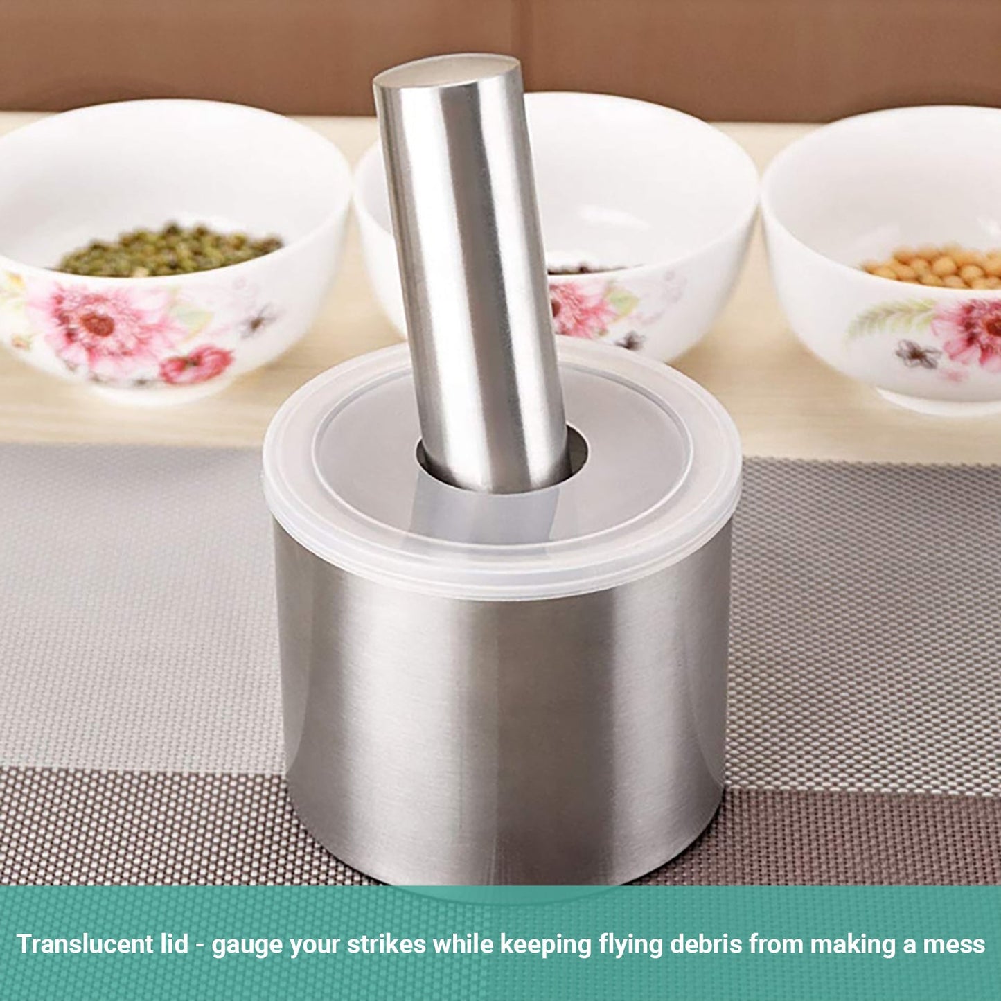 Wasel Mortar And Pestle Set Stainless Steel Garlic Crusher Spices Herbs Grinder