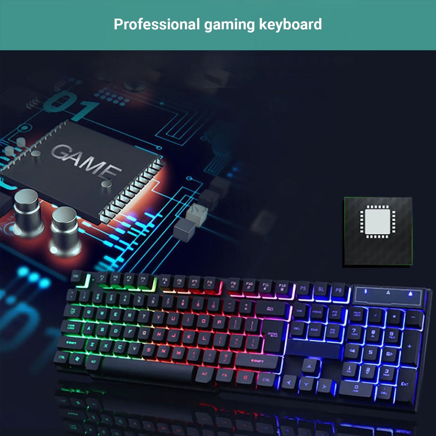 Kartech Gaming Keyboard & Mouse Set Wired Mechanical Feeling Rainbow LED Backlit