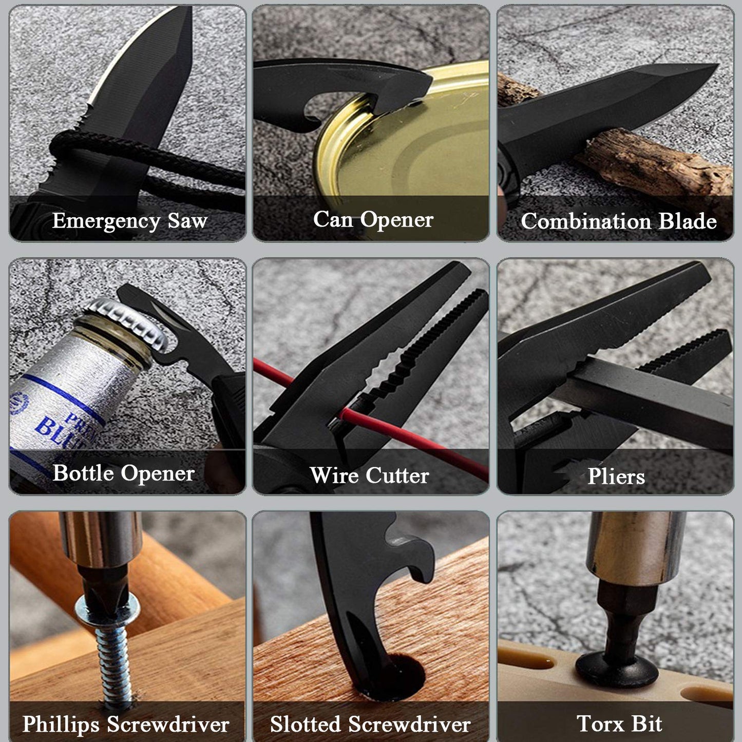Crocox Mini EDC Folding Knife Utility Set Pocket Survival Tools Hunting Tactical