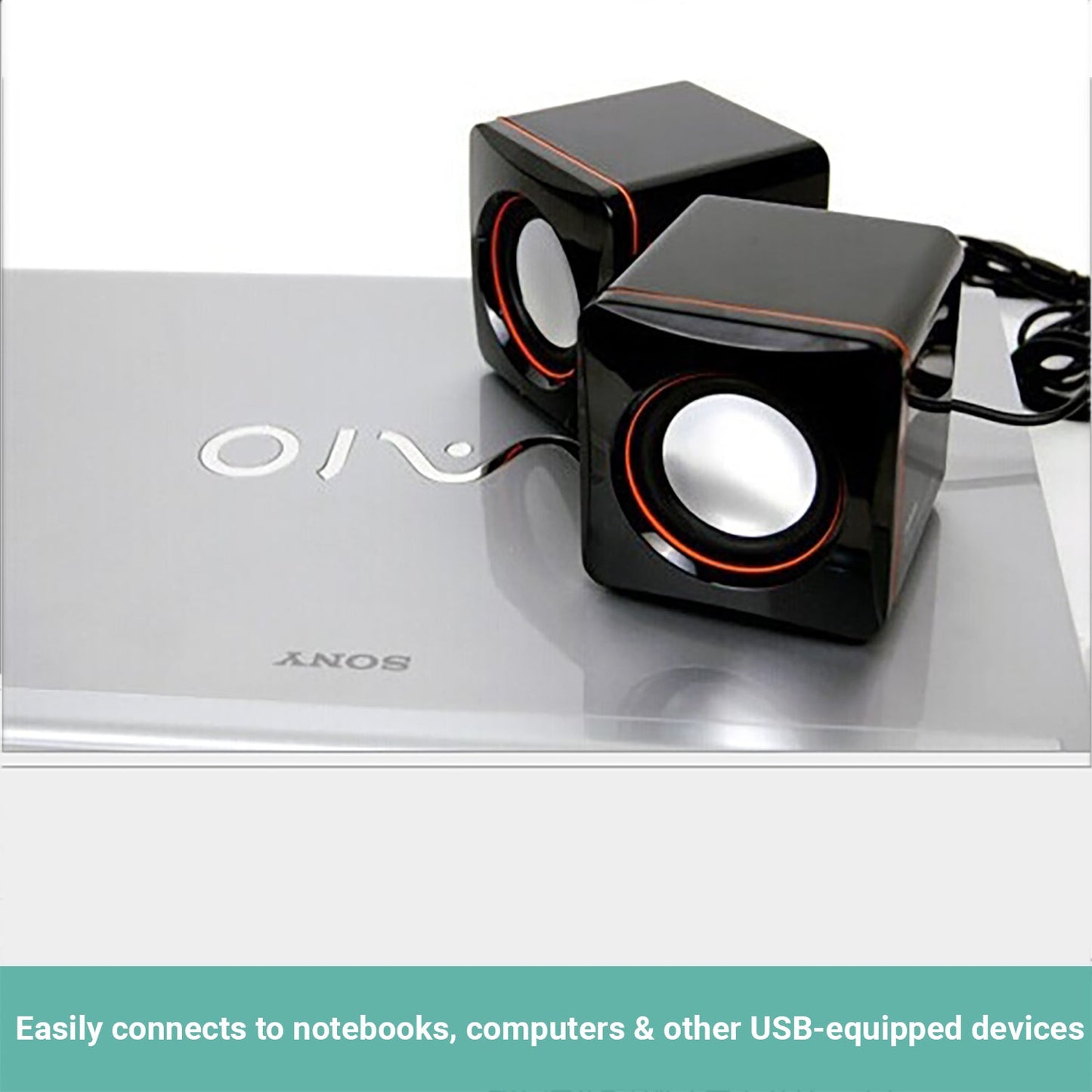 2x Kartech Mini Computer Speakers USB 2.0 Multimedia Music Stereo Desktop Sound