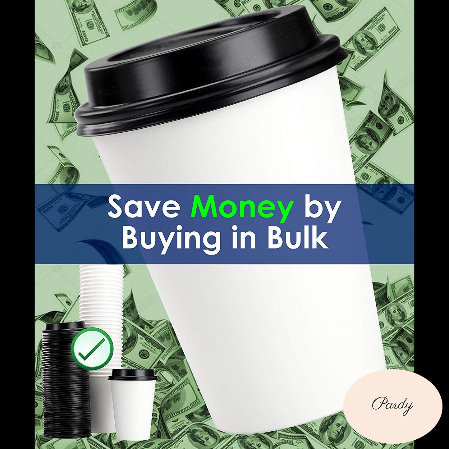 Pardy Disposable Coffee Cup Lids Plastic 4oz 8oz 12oz 16oz Takeaway Hot Drink