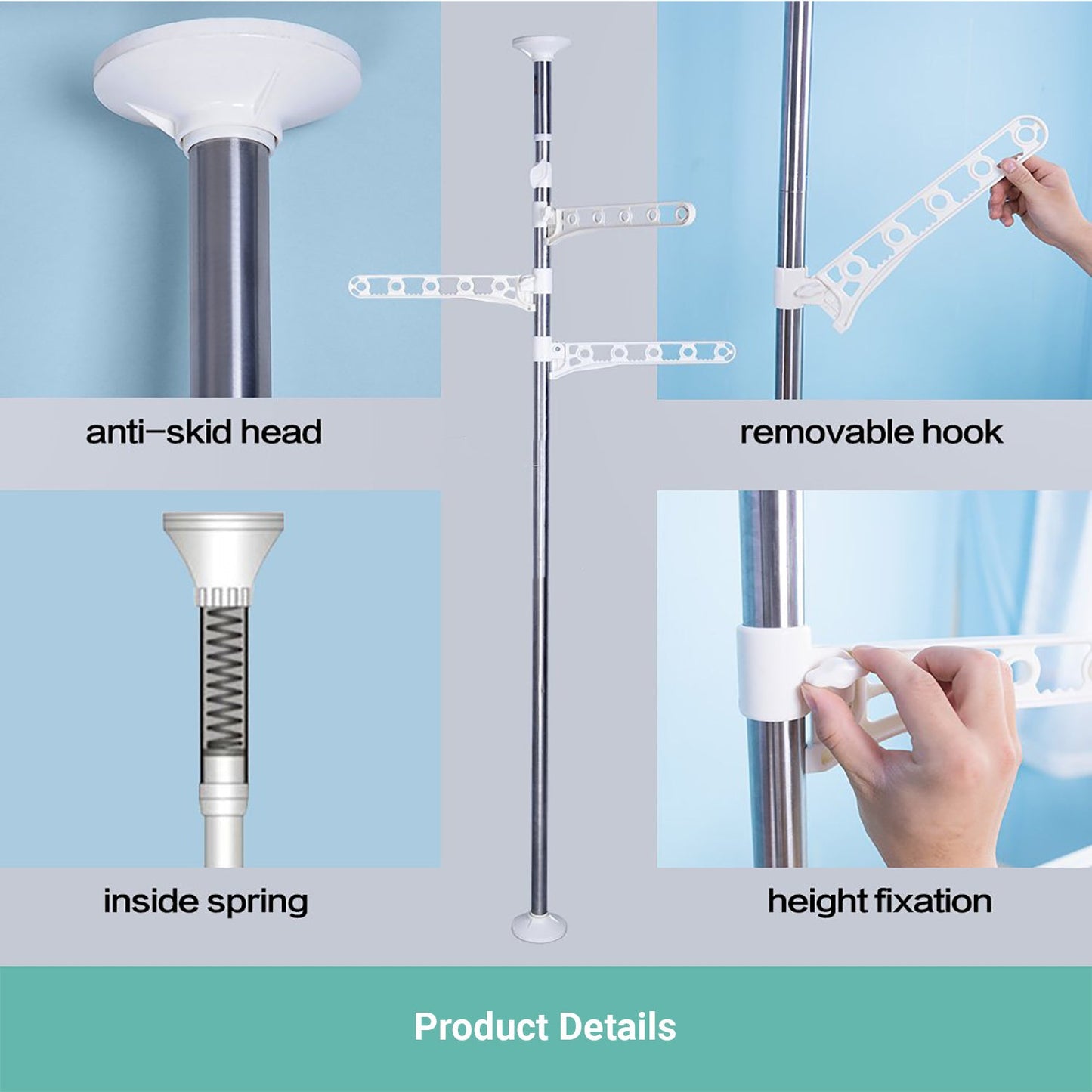 Wasel Standing Clothes Hanger Collapsible Indoor Laundry Dryer Rack Garment Pole