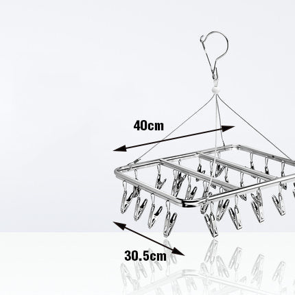 Stainless Steel Clothes Hanger Airer Dryer 28 Pegs Clips Rack Sock Underwear