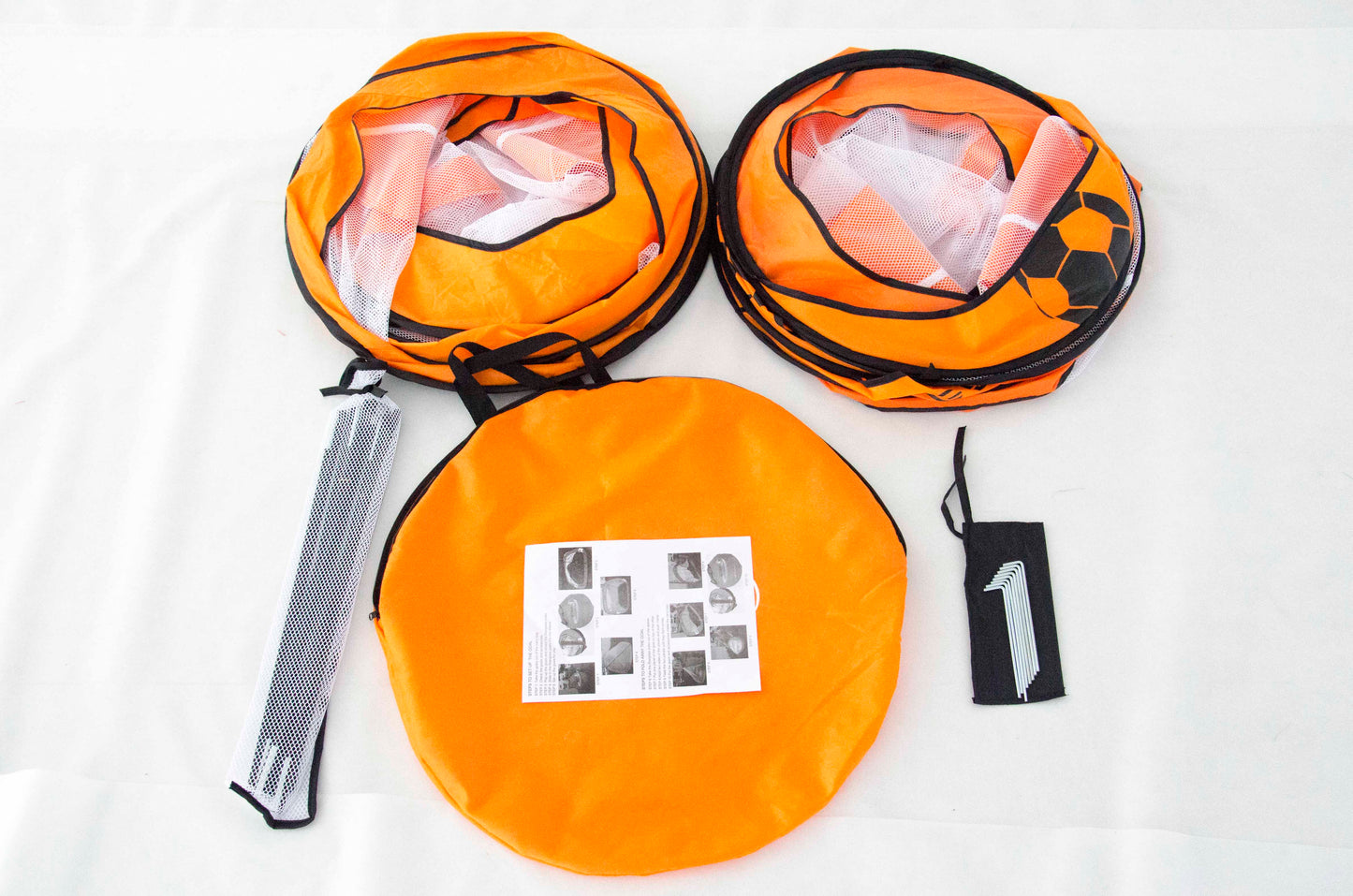 2x Pop Up Soccer Goals Football Net Kids Portable Mini Foldable Pop-Up Orange