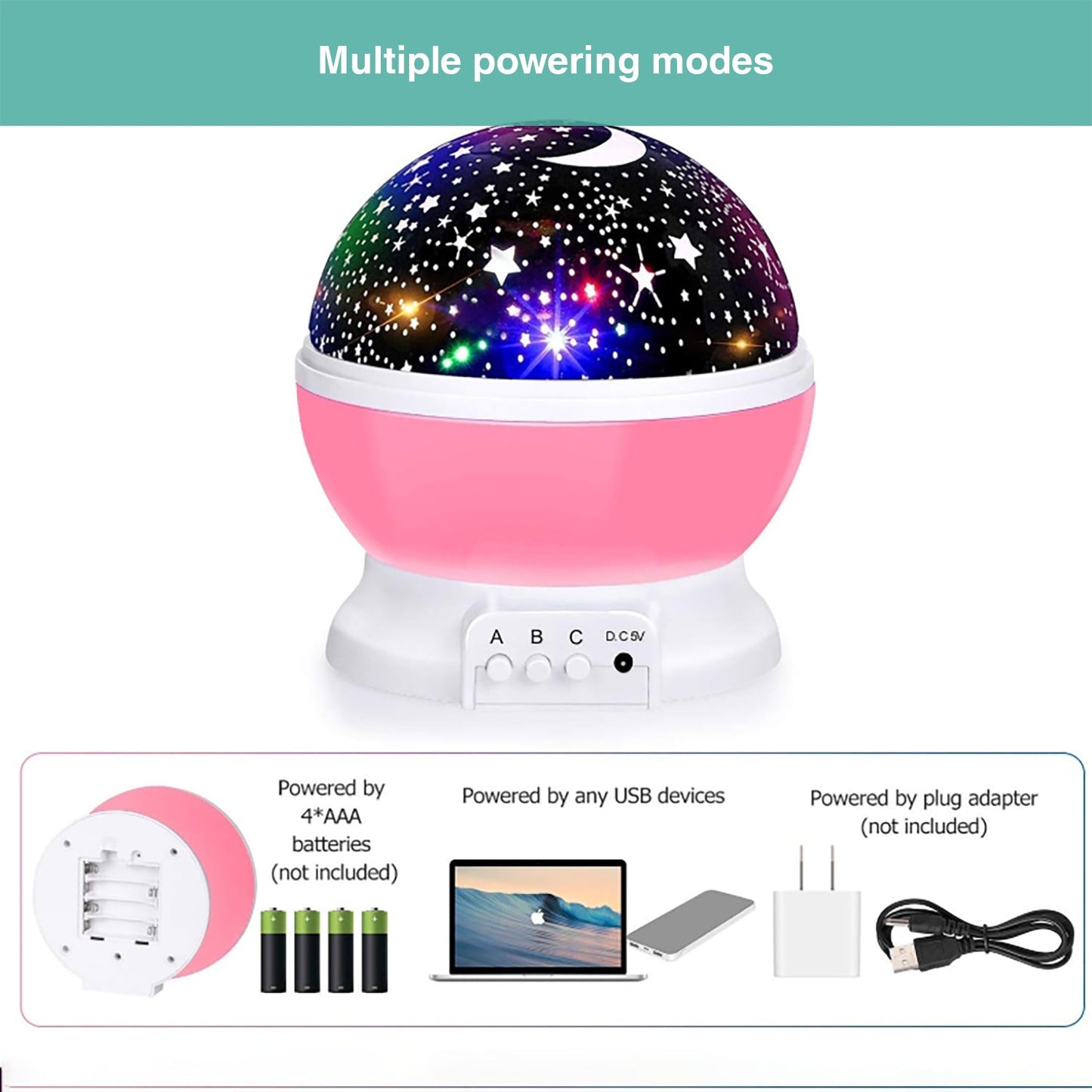 Wasel Starry Sky Night Lamp 3D Star Moon Projector Lunar Light Baby Kids Galaxy